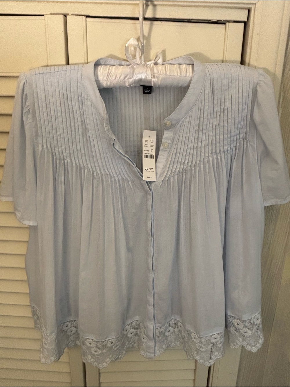 J.CREW *NWT* LACE TRIM PINTUCK TOP